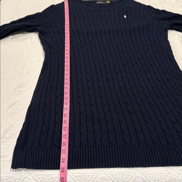 Polo by Ralph Lauren Navy Crewneck CABLE KNIT Sweater DRESS Sz XXL 100% cotton - Picture 7 of 9
